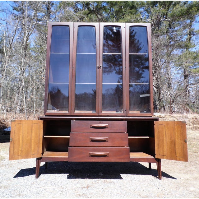MidCentury Modern Broyhill Emphasis Walnut Hutch Buffet China