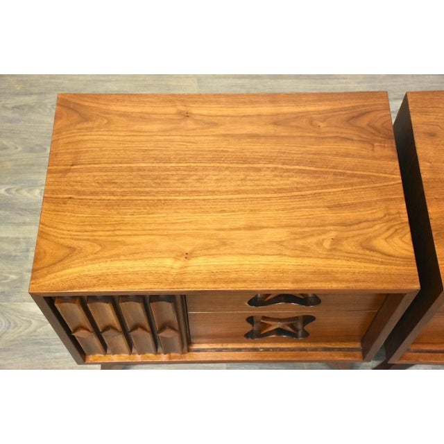 Walnut Mid Century Nightstands - a Pair For Sale In Boston - Image 6 of 10