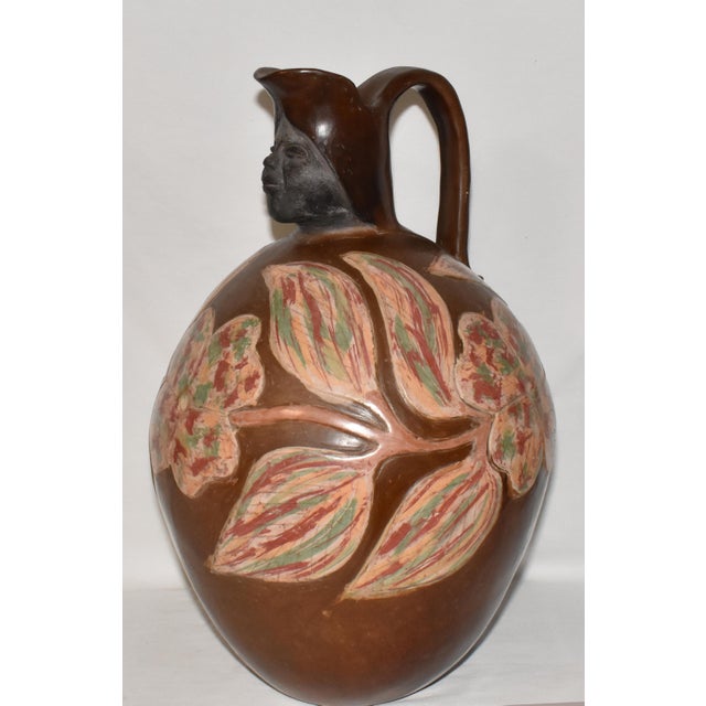 Tribal Large Vintage 1997 Folk Art Pottery Chulucanas Peru Round Woman Terracotta Handmade Vessel by Flavio Sosa For Sale - Image 3 of 11