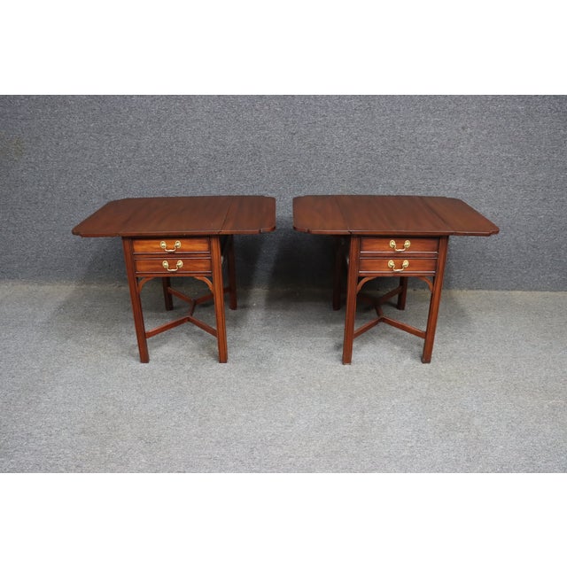 Henkel Harris Virginia Galleries Mahogany Pembroke Drop Leaf End Tables – Pair For Sale - Image 10 of 14