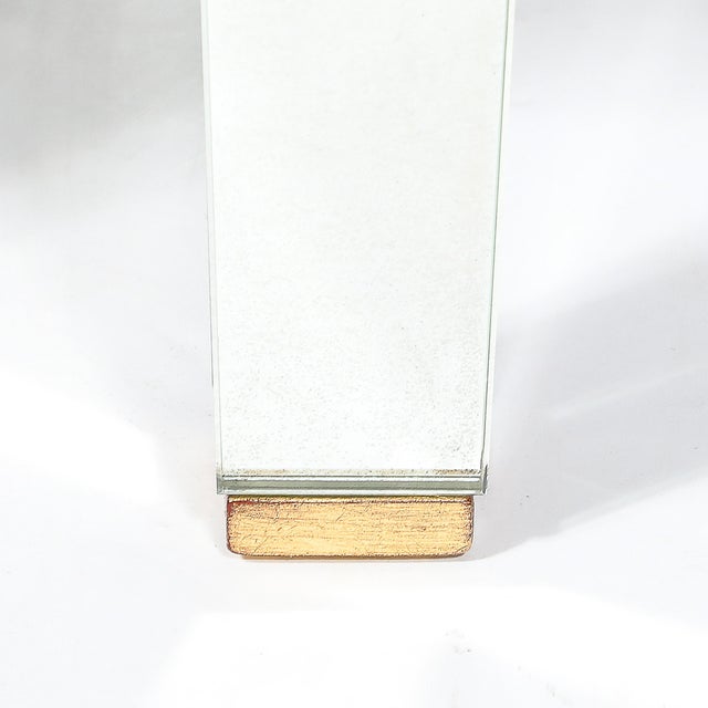 Modernist End Table/Nightstand in Antique Mirror W/ Sculptural Hand Pulls For Sale In New York - Image 6 of 17