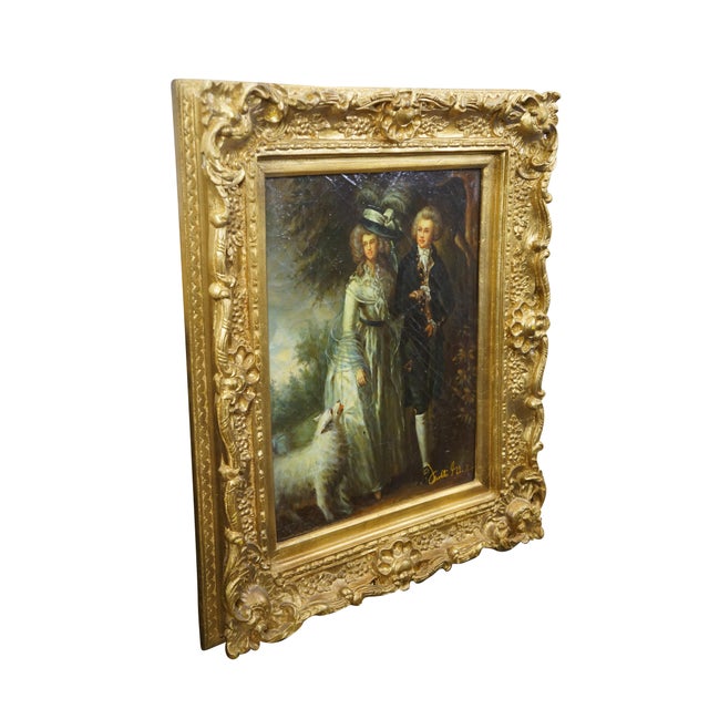 Realism Late 20th Century Mr & Mrs William Hallett Morning Walk Oil Painting After Thomas Gainsbourough For Sale - Image 3 of 13