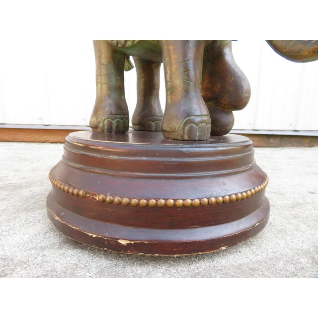 Maitland Smith Bronze Elephant Glass Side Table For Sale - Image 9 of 18
