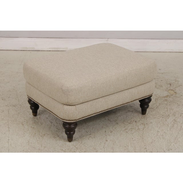 Ethan Allen Upholstered Club Chair & Ottoman For Sale - Image 13 of 18