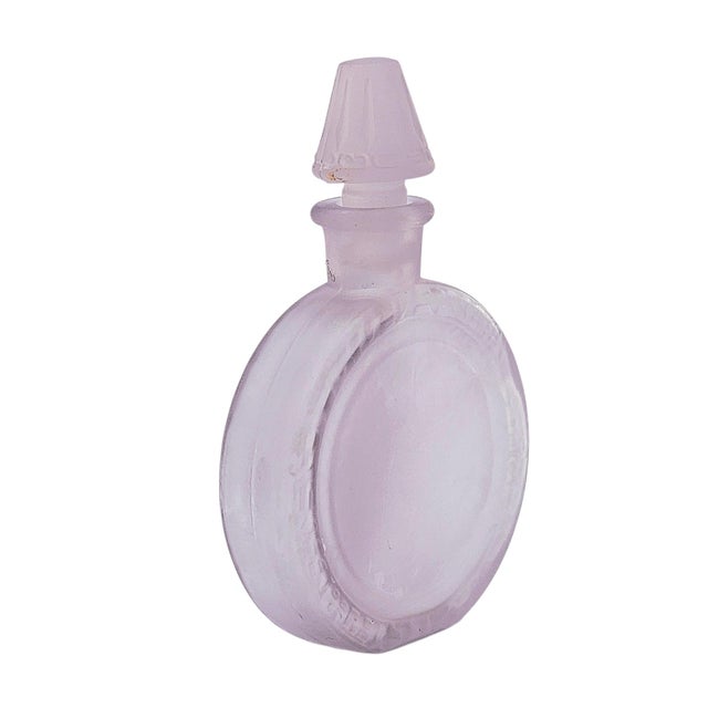 Purple Frosted Uv Reactive Manganese Glass Perfume Bottle With Stopper For Sale - Image 8 of 12