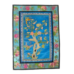 20th Century Chinese Vibrant Silk Couchwork Embroidered Panel
