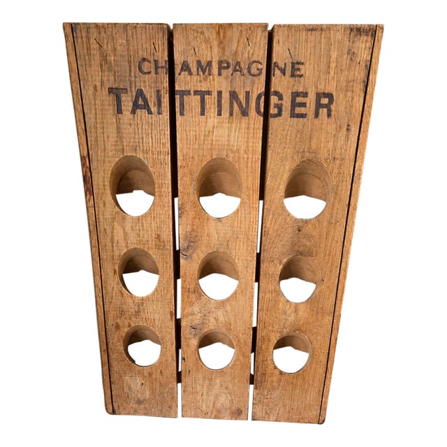 Vintage Wooden Champagne Riddling Rack With Taittinger Lettering For Sale