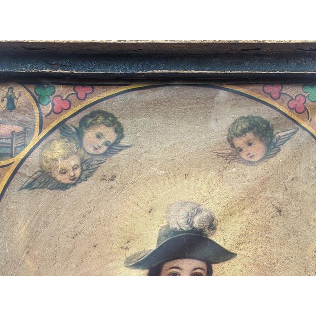 Wood Antique Spanish Colonial Santo Niño De Atocha Retablo in Giltwood Mirrored Frame For Sale - Image 7 of 18
