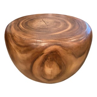 Andrianna Shamaris Drum Shape Suar Wood Coffee Table For Sale