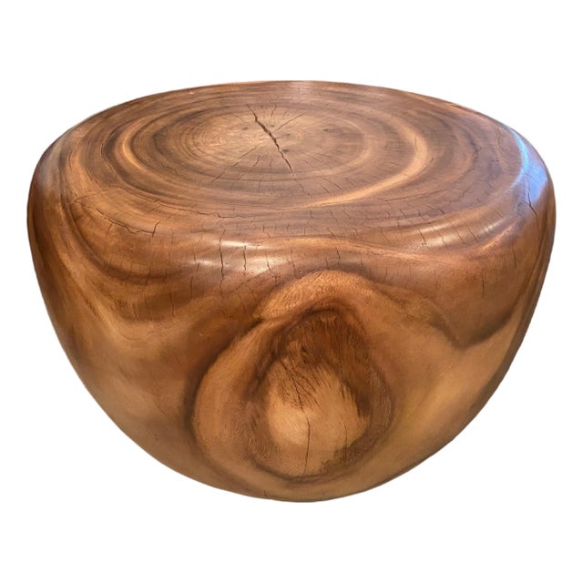 Andrianna Shamaris Drum Shape Suar Wood Coffee Table For Sale