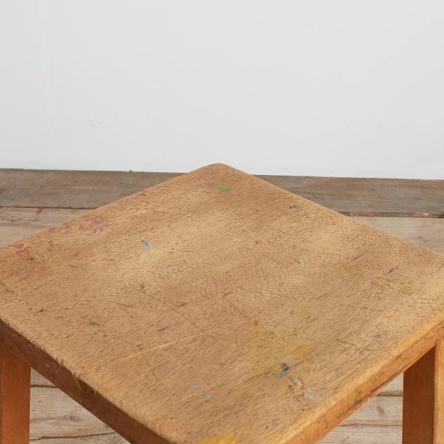 Vintage Wooden School Lab Stool For Sale - Image 5 of 8