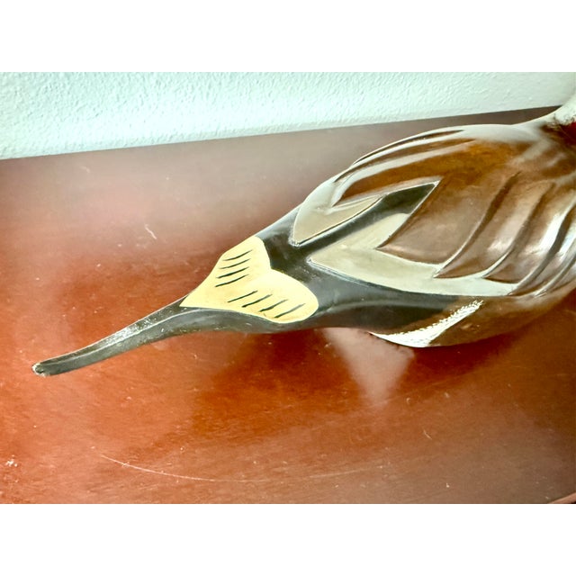 American 1980’s Vintage Hand-Carved Pintail Duck Decoy – Rustic Americana Folk Art by Wooden Duck Factory For Sale - Image 3 of 12