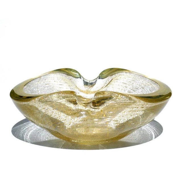 Seguso Murano Gold Glass Big Bowl, 1960s For Sale - Image 7 of 7