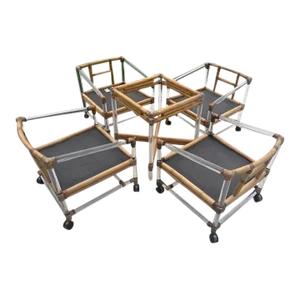Vintage Lucite and Rattan Dining Set of 4 by Four Season Rattan