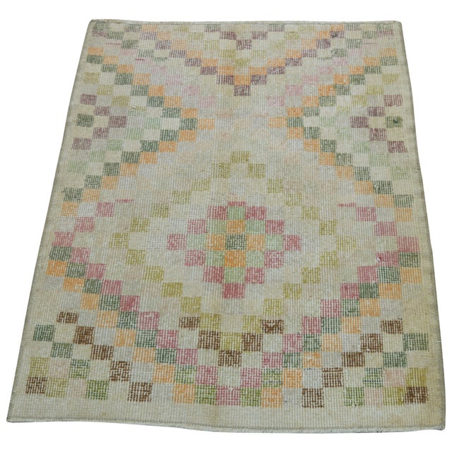 Turkish Vintage Turkish Anatolian Hand Knotted Wool Rug, 2'5x3'2 For Sale - Image 3 of 3