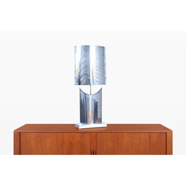 1970s Mid-Century Modern Crescent Moon Chrome Table Lamp by Curtis Jere, 1970s For Sale - Image 5 of 11