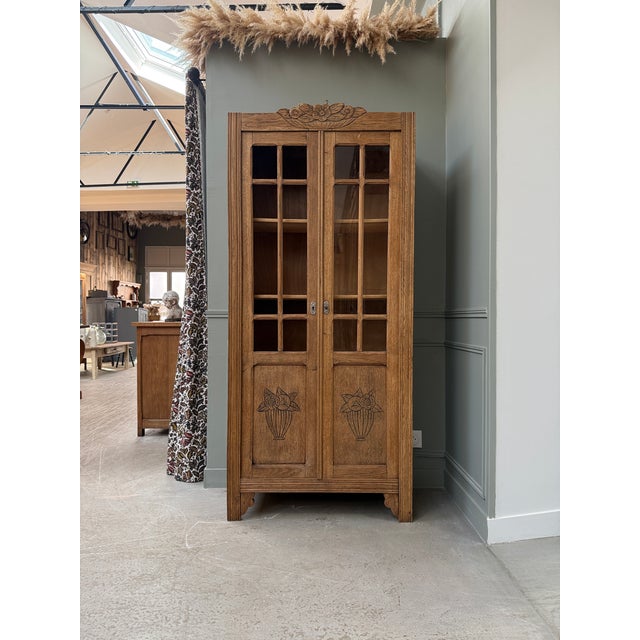 Parisian Art Deco Oak Display Cabinet, 1930s For Sale - Image 12 of 12