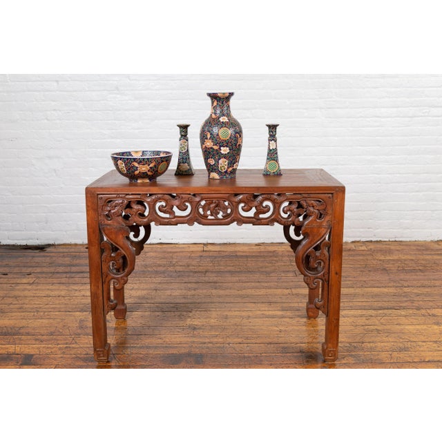 Ceramic Chinese Contemporary Hand Painted Vase with Cobalt Blue Ground and Floral Decor For Sale - Image 7 of 13