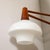 Mid-Century Modernist Milk Glass & Teak Swing Arm Wall Sconce W/ Brass Fittings For Sale - Image 9 of 12