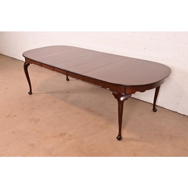 Henkel Harris Queen Anne Solid Mahogany Extension Dining Table, Newly Refinished For Sale - Image 15 of 15