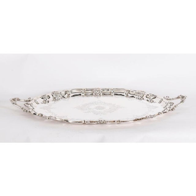 Antique Victorian Oval Silver Plated Tray by Thomas Bradbury & Sons, 19th Century For Sale - Image 14 of 18