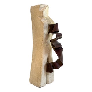 Abstract Sculpture in Travertine and Copper, 1970s For Sale