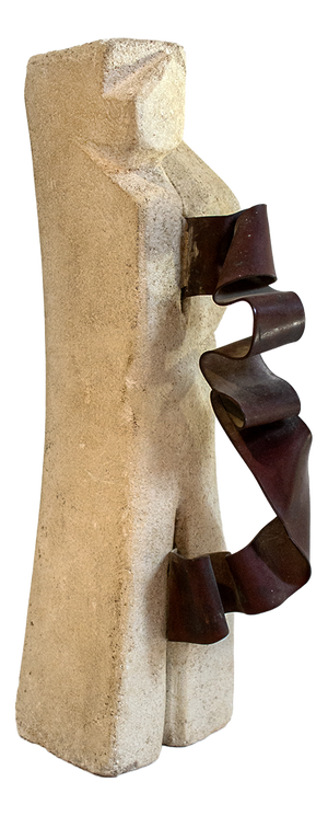Abstract Sculpture in Travertine and Copper, 1970s
