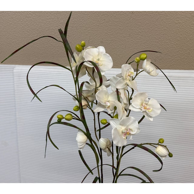 Silk Flower Arrangement of Orchids in Vase For Sale - Image 12 of 12