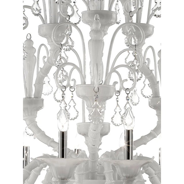 Mid-Century Modern Handcrafted Modern White Ca’ Rezzonico Chandelier With Curled Murano Glass Details For Sale - Image 3 of 7