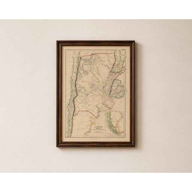 Antique map of la plata, chile, paraguay, uruguay and patagonia, 1860 this finely engraved map of southern south america...
