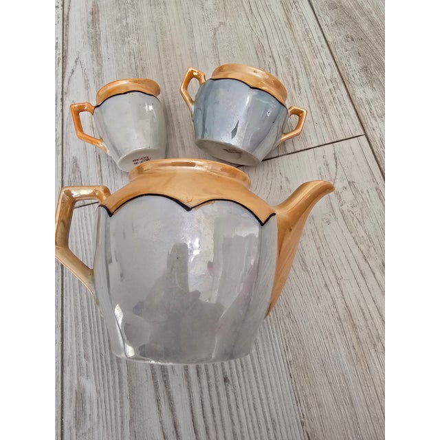 Mid 20th Century Vintage Hand-Painted Japanese Miniature Lusterware Tea Service Pieces - 3 Pieces For Sale - Image 5 of 6