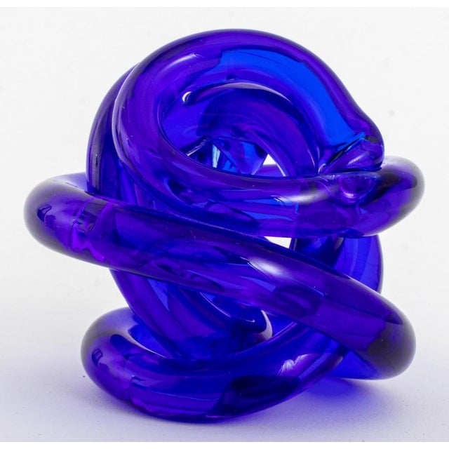 Modern HandBlown Blue Glass Knot Sculpture Chairish