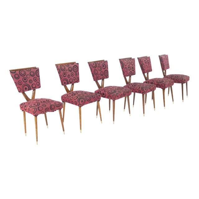 Vintage Red Dining Room Chairs from Gianni Vigorelli, Set of 6 For Sale