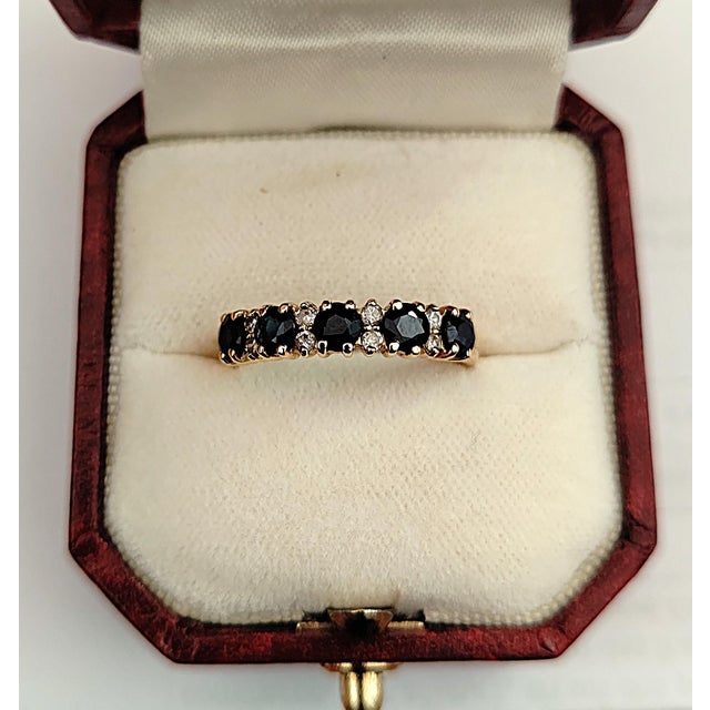 18k Gold Garter Ring with 5 Sapphires and 8 Diamonds, 1970s For Sale - Image 6 of 7