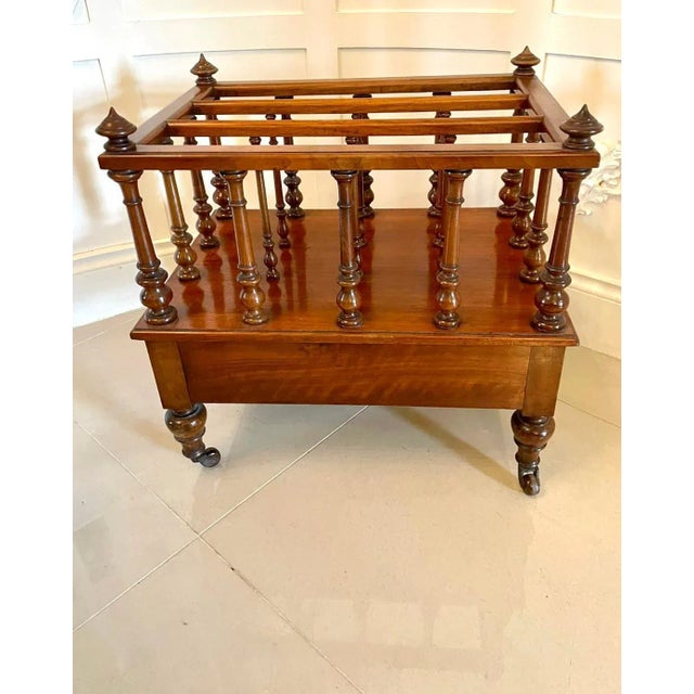 Antique Victorian Figured Walnut Magazine Stand For Sale - Image 3 of 11