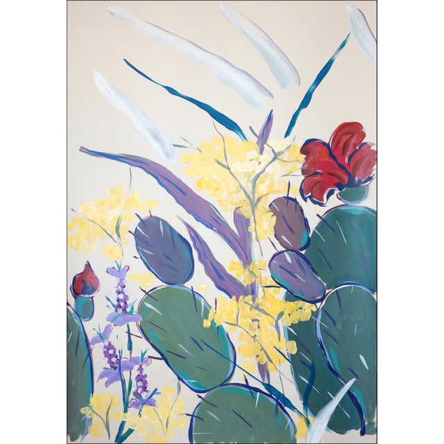 2026, Illustration Style Botanical Painting, Cactus With Wildflowers, Acrylic Paint on Watercolor Paper by Romina Milano For Sale - Image 4 of 11
