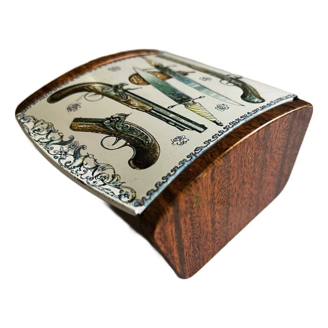 Fornasetti Attributed MCM Metal Box With Arms Decoration For Sale