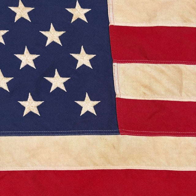 Late 20th Century Vintage Cotton Embroidered American Flag For Sale - Image 5 of 5