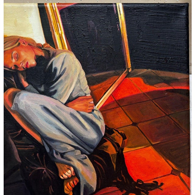 Original Piot Brehmer 'woman Sleeping' Contemporary German Realism Oil Painting For Sale In Boston - Image 6 of 10
