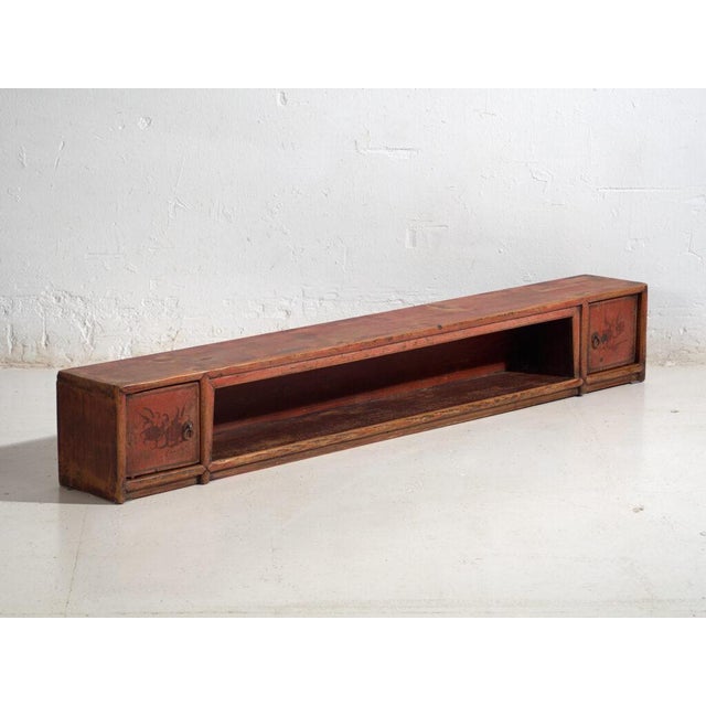 Antique Qing Dynasty Painted Vermilion Gansu Bench or Sideboard For Sale - Image 11 of 11