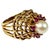 18k Yellow Gold Domed Basket-Weave Pearl and Ruby Cocktail Ring For Sale - Image 12 of 12