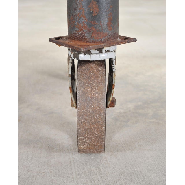 Industrial Style Round Machined Iron Center Table on Casters For Sale - Image 11 of 18