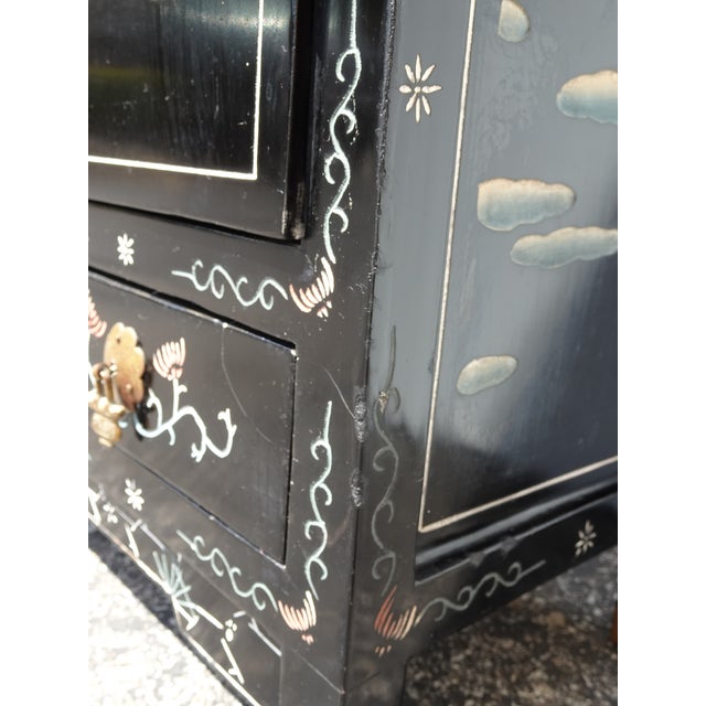 Vintage Chinese Asian Black Lacquer Chinoiserie Cabinet Side Table For Sale - Image 18 of 18
