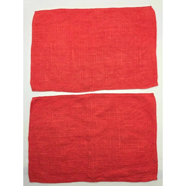 Mid-Century Modern 1970s Dansk Ritva Puotila Red Woven Linen Placemats, Set of 4 For Sale - Image 3 of 7