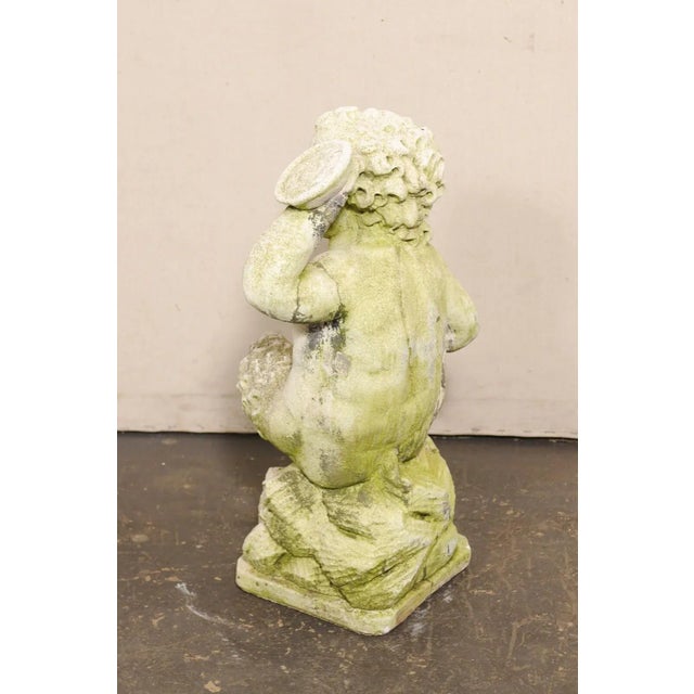 Eggshell Mid 20th Century French Faun Garden Statue For Sale - Image 8 of 12