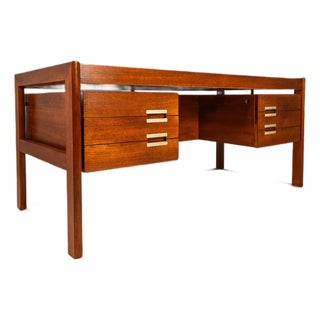 Danish Mid-Century Modern "Floating" Executive Desk in Teak by Dyrlund, Denmark, C. 1960s For Sale