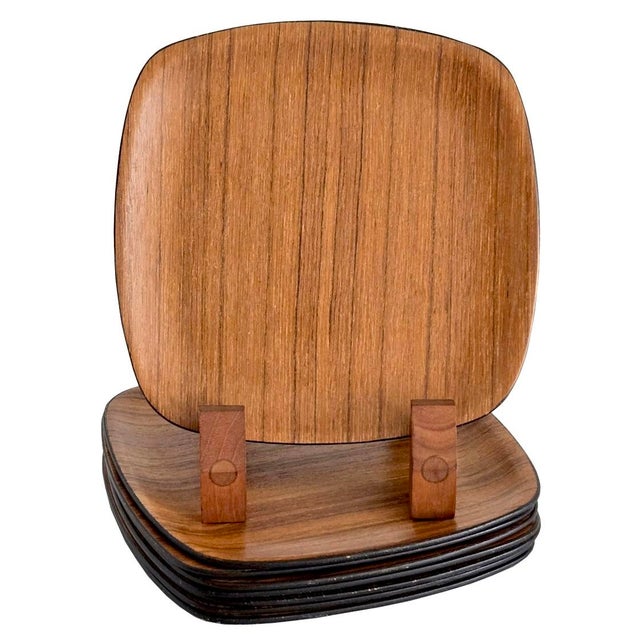 1960s 1960s Japanese Teak Bent Wood Plates, Set of 8 For Sale - Image 5 of 16