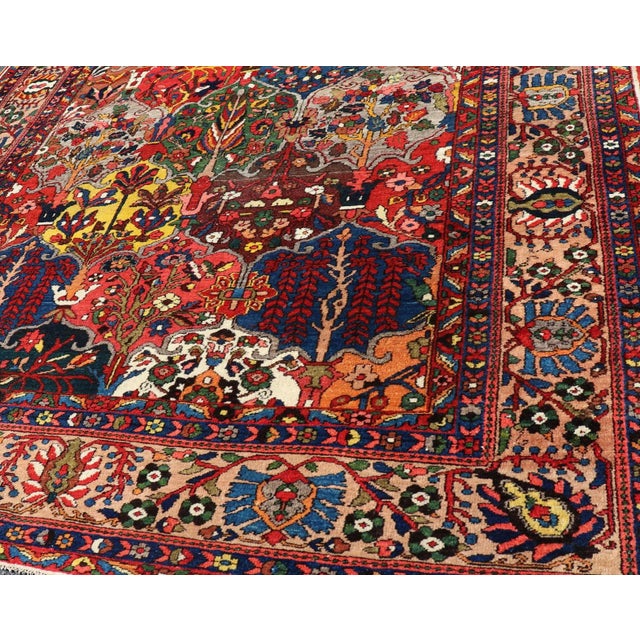 Antique Persian Bakhtiari Rug With Colorful Garden Design 7' X 11'6 For Sale - Image 4 of 12