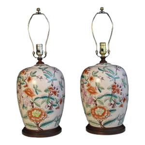 Early 20th Century Chinese Imari Style Lamps - a Pair