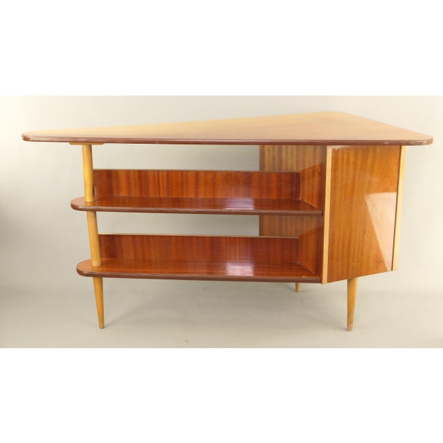Freestanding Triangular Desk with Drawers and Shelves, 1960s For Sale - Image 6 of 15